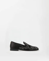 Medusa Embellished Satin Slippers