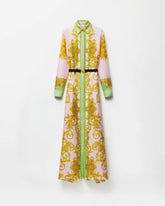 Printed Silk Twill Long Dress