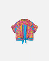 Kids Printed Silk Twill Crop Shirt