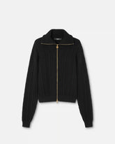 Embroidered Wool Knit Zip Sweater