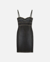 Embellished Denim Fitted Midi Dress