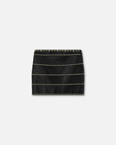 Embellished Leather Mini Skirt