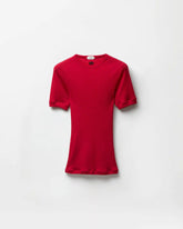 Embroidered Wool Ribbed Knit T-Shirt