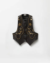 Embroidered Leather Vest
