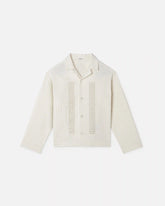 Kids Embroidered Micro-Check Jacquard Cotton Shirt