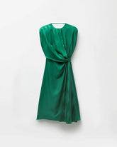Jacquard Silk Draped Midi Dress