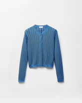 Viscose Mesh Ribbed Knit Cardigan