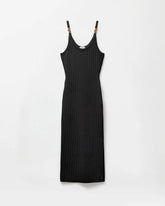 Viscose Mesh Ribbed Knit Midi Dress