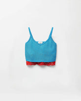 Lace-Trim Viscose-Blend Ribbed Knit Tank Top