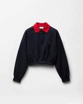 Embroidered Cotton-Jersey Polo Sweatshirt