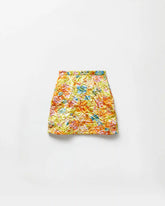Printed Silk Duchesse Mini Skirt
