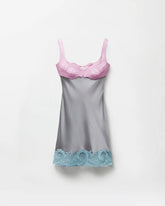 Lace-Trim Silk Cady Satin Mini Dress
