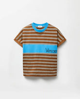 Embroidered-Logo Striped-Intarsia Cotton T-Shirt