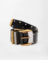 Studded Leather Belt 4 cm