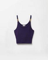 Stretch Viscose Mesh Ribbed Knit Top
