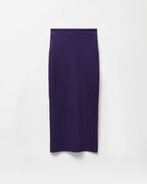 Stretch Viscose Mesh Ribbed Knit Midi Skirt
