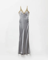 Embroidered Silk Cady Satin Gown
