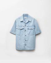 Embroidered-Logo Denim Cotton Shirt