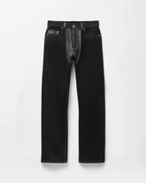 Denim & Leather Straight Jeans