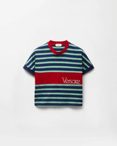 Embroidered-Logo Striped-Intarsia Cotton T-Shirt