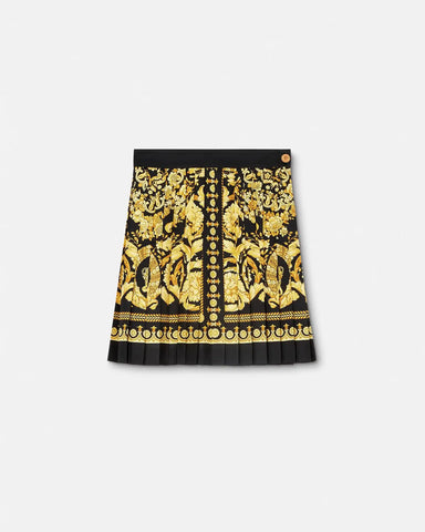 Printed Silk Twill Pleated Mini Skirt