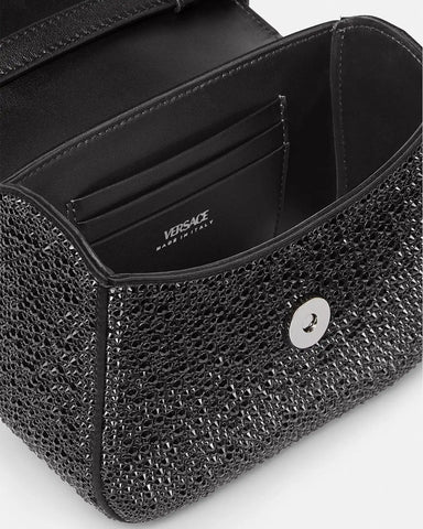 La Medusa Embellished Satin Mini Bag