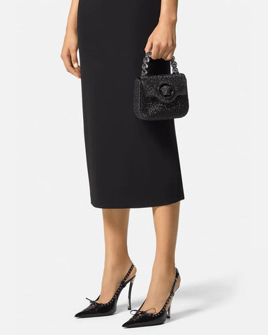 La Medusa Embellished Satin Mini Bag