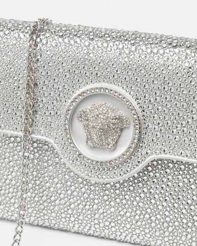 La Medusa Embellished Satin Clutch