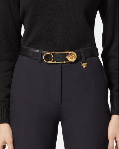 Safety Pin Leather Belt 3 cm