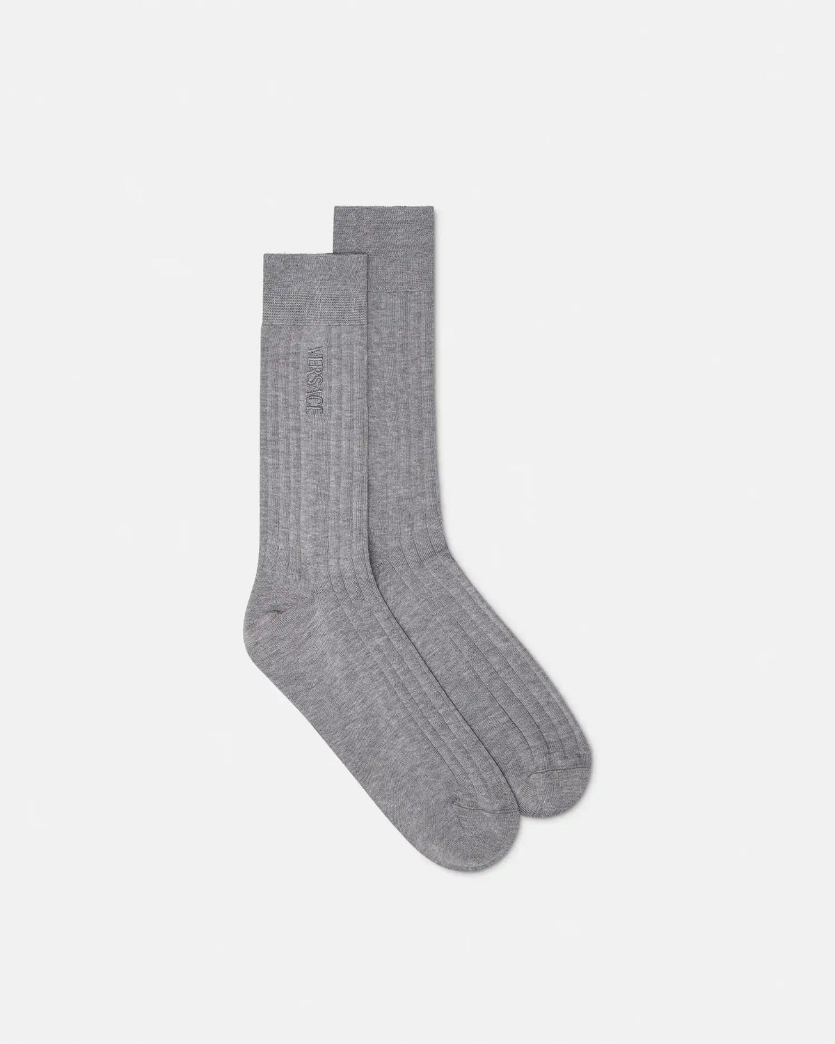 Embroidered Ribbed Cotton Socks