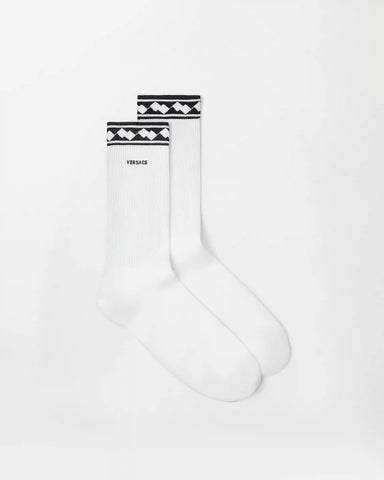 Embroidered-Logo Cotton Ribbed Socks