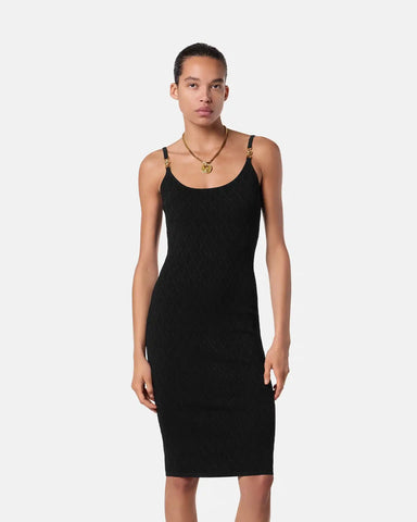Jacquard Stretch Viscose Fitted Knit Mini Dress