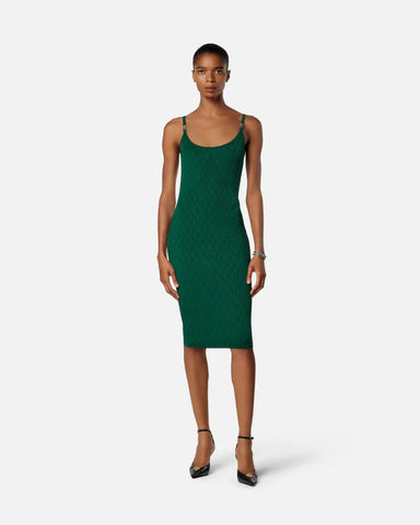 Jacquard Stretch Viscose Fitted Knit Mini Dress