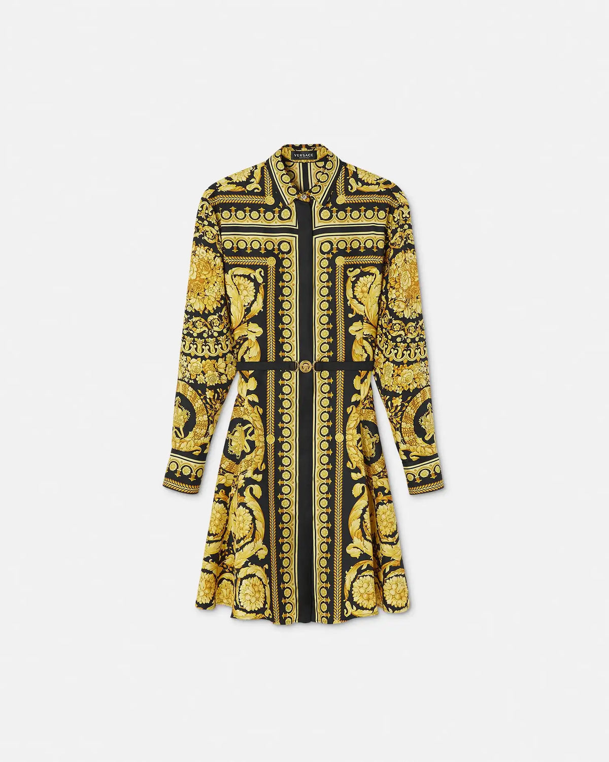 Printed Silk Twill Mini Shirt Dress