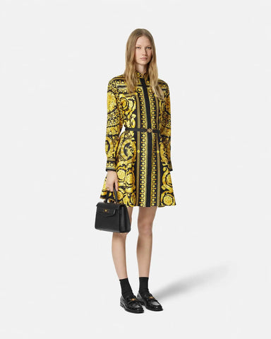 Printed Silk Twill Mini Shirt Dress