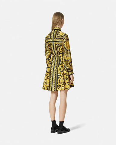Printed Silk Twill Mini Shirt Dress