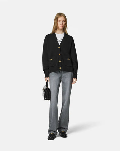 Cashmere-Wool Knit Boxy Cardigan