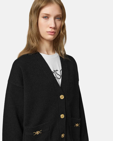 Cashmere-Wool Knit Boxy Cardigan