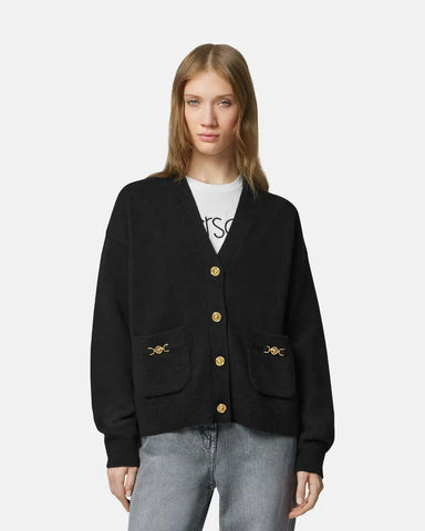 Cashmere-Wool Knit Boxy Cardigan