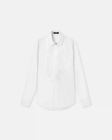 Embroidered Cotton-Poplin Evening Shirt