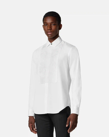 Embroidered Cotton-Poplin Evening Shirt