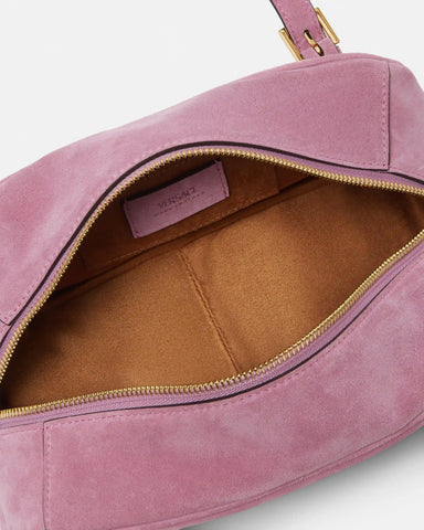Versace Tag Suede Bowling Bag