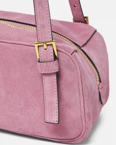 Versace Tag Suede Bowling Bag