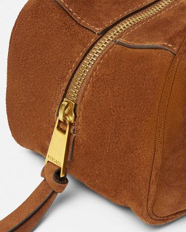 Versace Tag Suede Bowling Bag