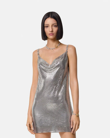 Metal Mesh Slip Mini Dress