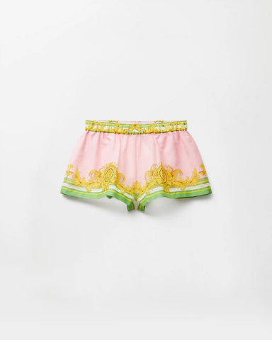 Printed Cotton & Silk Voile Cover-Up Shorts