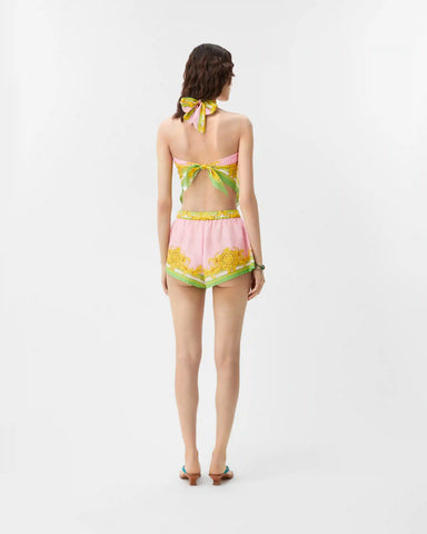Printed Cotton & Silk Voile Cover-Up Shorts