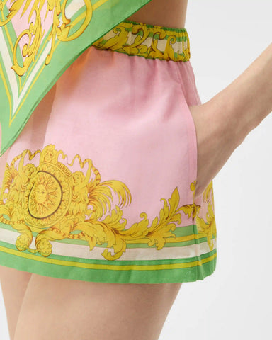 Printed Cotton & Silk Voile Cover-Up Shorts