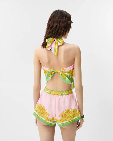 Printed Cotton & Silk Voile Cover-Up Top