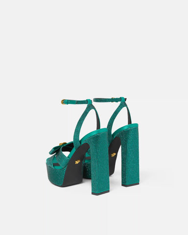 Gianni Ribbon Embellished Satin Sandals 140 mm